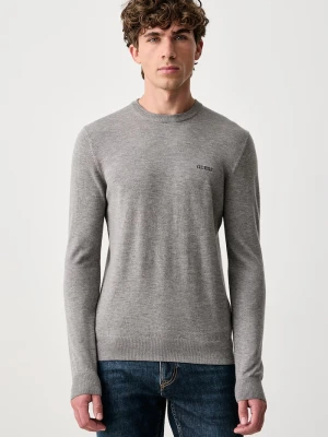 Guess sweter męski z dodatkiem jedwabiu MARCOS szary