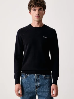 Guess sweter męski z dodatkiem wełny NAITO granatowy