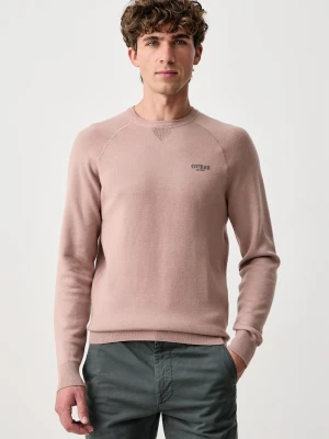Guess sweter męski z dodatkiem wełny NAITO różowy