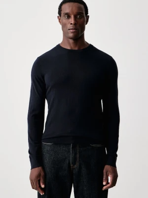 Guess sweter męski z dodatkiem wełny NARCISO granatowy