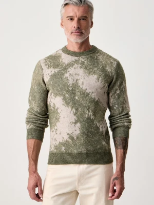 Guess sweter męski z dodatkiem wełny Nevil zielony