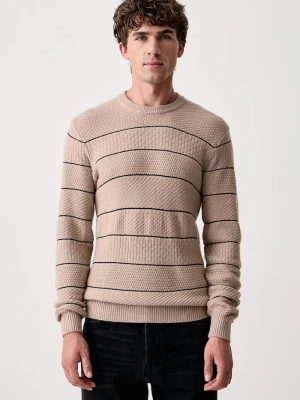 Guess sweter męski z dodatkiem wełny NORVAL beżowy