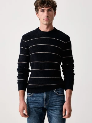 Guess sweter męski z dodatkiem wełny NORVAL granatowy
