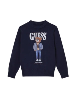 Guess Sweter N6RR01 Z2ZK2 Granatowy Regular Fit
