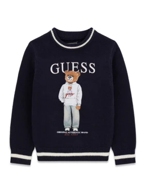Guess Sweter N6YR06 Z0903 Granatowy Regular Fit
