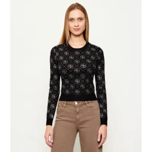 GUESS Sweter RHINESTONES | Slim Fit | z dodatkiem wełny