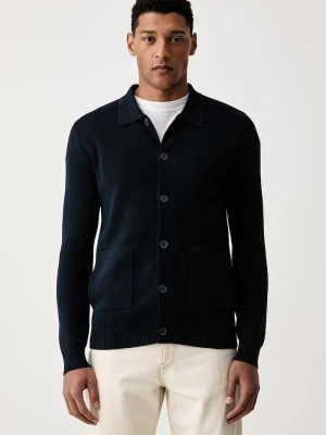Guess sweter rozpinany męski z bawełną NOAH granatowy