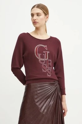 Guess sweter SELENA damski kolor bordowy lekki W4BR01 Z2NQ2