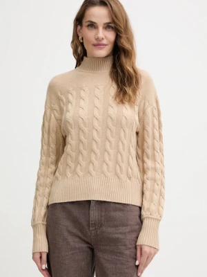 Guess sweter z dodatkiem wełny ELSA damski kolor beżowy z golfem W5BR30 Z1192