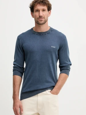 Guess sweter z domieszką jedwabiu CHESLEY kolor granatowy lekki M4GR06 Z3DN1