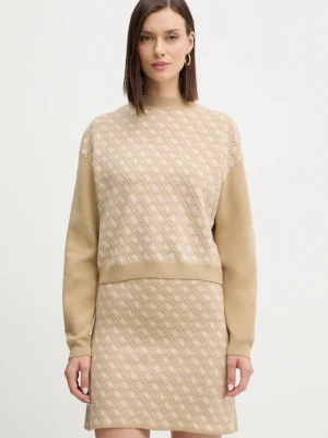 Guess sweter z domieszką wełny AUBREY damski kolor beżowy z półgolfem W5BR23 Z3JD2