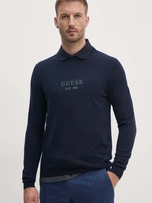 Guess sweter z domieszką wełny DORAN męski kolor granatowy lekki M4YR04.Z3052