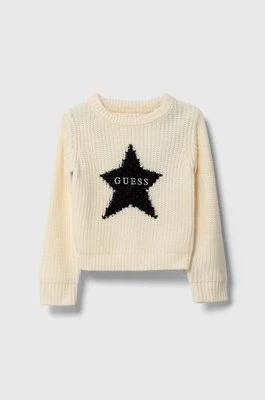 Guess sweter z domieszką wełny dziecięcy kolor beżowy lekki