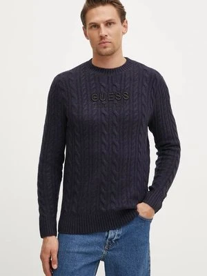 Guess sweter z domieszką wełny ELWYN męski kolor granatowy M4BR11.Z3HA2