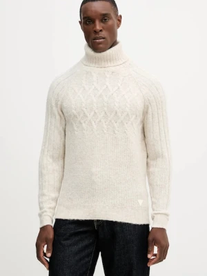 Guess sweter z domieszką wełny JEMMY męski kolor beżowy z golferm M5BR16 Z0462