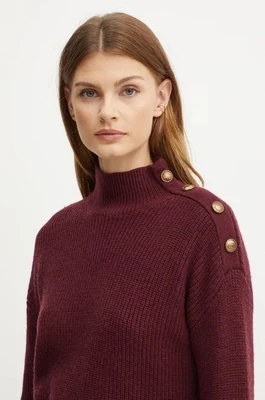 Guess sweter z domieszką wełny ZYLEE damski kolor bordowy lekki z półgolfem W4BR39 Z2WX0