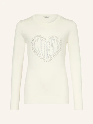 Guess Sweter Z Ozdobnymi Kamykami weiss