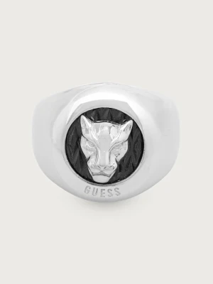 Guess sygnet męski ze stali nierdzewnej PANTHER srebrny