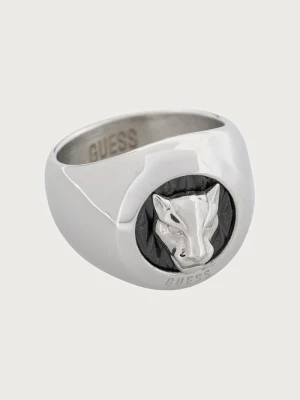 Guess sygnet męski ze stali nierdzewnej PANTHER szary