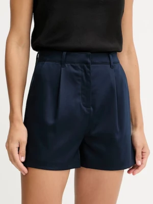 Guess szorty APOLLINE damskie kolor granatowy gładkie high waist W5YD13 WHG92