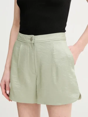 Guess szorty CAMILLE damskie kolor zielony gładkie high waist W5GD68 WH5F0