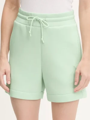 Guess szorty damskie kolor turkusowy gładkie high waist