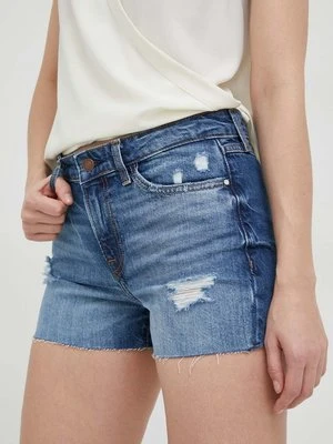 Guess szorty jeansowe damskie kolor niebieski gładkie medium waist