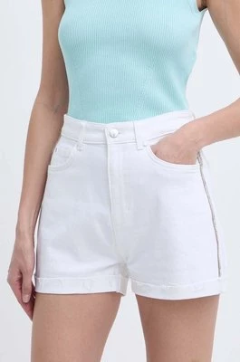 Guess szorty jeansowe MANOLA damskie kolor biały z aplikacją high waist W4GD50 D5322