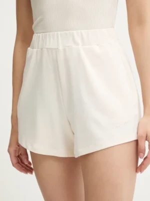 Guess szorty LUCIA damskie kolor beżowy gładkie high waist O5GD06 KCQP2