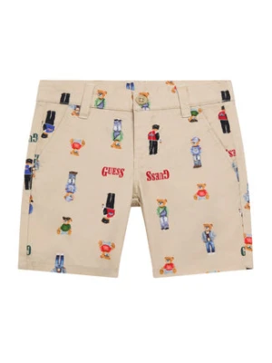 Guess Szorty materiałowe N6RD03 WFY91 Beżowy Regular Fit