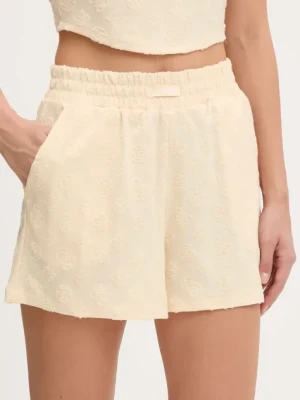 Guess szorty PEONY damskie kolor beżowy wzorzyste high waist V5GD16 KCT02
