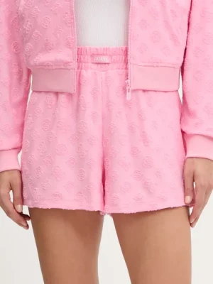 Guess szorty PEONY damskie kolor różowy wzorzyste high waist V5GD16 KCT02