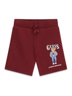 Guess Szorty sportowe N6RD02 KAD74 Bordowy Regular Fit