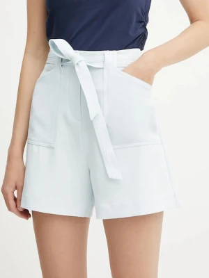 Guess szorty VALENTINA damskie kolor niebieski gładkie high waist W5GD0I WH9Y2