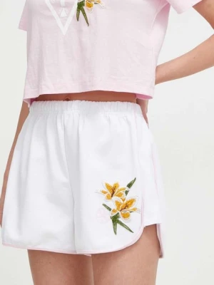 Guess szorty ZOEY damskie kolor biały wzorzyste high waist V4GD05 KC5R0