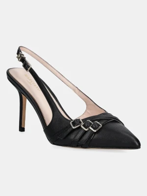 Guess szpilki skórzane SLING BACK BUCKLE S czarny