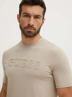 Guess t-shirt ALPHY męski kolor beżowy z aplikacją Z2YI11 J1314