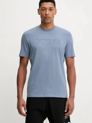 Guess t-shirt ALPHY męski kolor niebieski z aplikacją Z2YI11 J1314