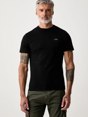 Guess T-shirt basic męski bawełniany z elastanem czarny