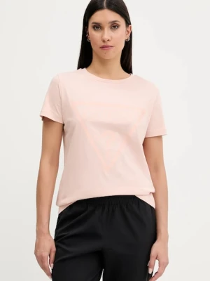 Guess t-shirt bawełniany ADELE damski kolor pomarańczowy V2YI07 K8HM0