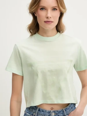 Guess t-shirt bawełniany ADELE damski kolor turkusowy V2YI06 K8HM0