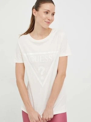 Guess t-shirt bawełniany ADELE kolor beżowy V2YI07 K8HM0