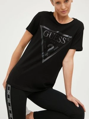 Guess t-shirt bawełniany ADELE kolor czarny V2YI07 K8HM0