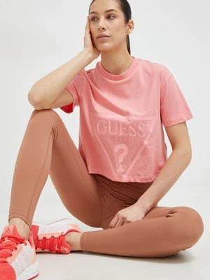 Guess t-shirt bawełniany ADELE kolor różowy V2YI06 K8HM0