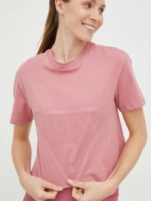 Guess t-shirt bawełniany ADELE kolor różowy V2YI06 K8HM0