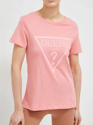 Guess t-shirt bawełniany ADELE kolor różowy V2YI07 K8HM0