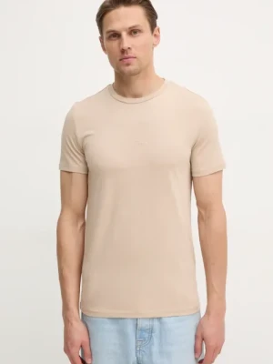 Guess t-shirt bawełniany AIDY męski kolor beżowy z aplikacją M2YI72 I3Z14