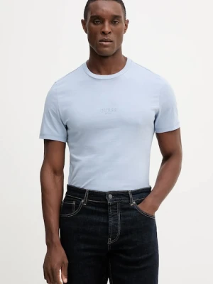 Guess t-shirt bawełniany AIDY męski kolor niebieski z aplikacją M2YI72 I3Z14