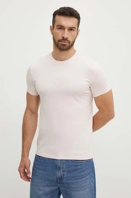 Guess t-shirt bawełniany AIDY męski kolor różowy z aplikacją M2YI72 I3Z14