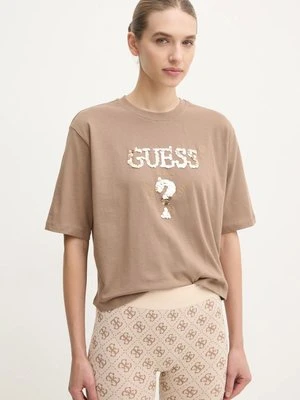 Guess t-shirt bawełniany AURLIE kolor beżowy V4YI06 I3Z14